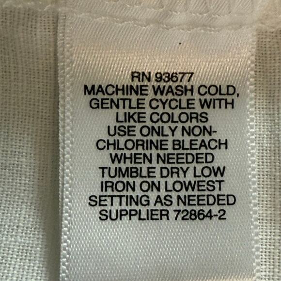 Liz Claiborne White Linen Blend Button Down Blouse Women’s XL Drawstring Hem - Picture 6 of 6